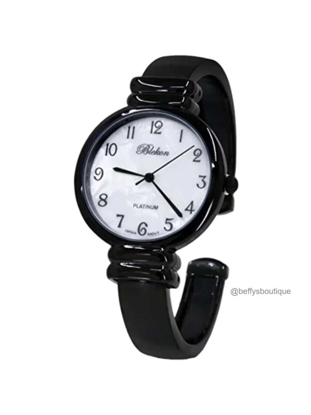 Mother of Pearl Cuff Bracelet Watch Women Japanese Quartz Metal Bangle